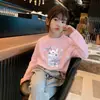 Camiseta infantil 100% algodão puro, gola redonda, manga longa, novo estilo primavera e outono, camiseta base estampada estilosa para crianças, estudantes e bebês