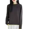Suéter de tricô com bloqueio de cores, gola redonda, estilo minimalista transfronteiriço, 100% algodão puro, com efeito de duas peças, para mulheres, espessado, modelagem solta, camada base quente
