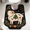 Tapete de Chão de Cordeiro de Natal Desenho Animado Tapete Absorvente de Água para Banheiro de Lama Diatomácea Tapete de Pé em Forma de U para Vaso Sanitário Resistente ao Desgaste Tapete Decorativo