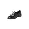 Zapatos Hermosos JK Girl ~ Zapatos Mocasines de Charol con Lazo de Oveja 2025 Primavera Tacón Medio Grueso Redondos de Cuero