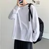 Camiseta de Manga Larga de Color Sólido para Hombre, Marca de Moda, Versión Coreana de Otoño, Holgada y Versátil, Camiseta Básica de Pareja Estilo Ins, Tendencia Ins