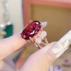 Anillo de lazo ovalado de oro rosa de 18 quilates chapado con rubí de diamante rojo, celebridad de Internet en vivo, anillo de lazo de cristal rojo
