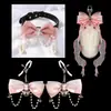 Acessórios SM, pedra preciosa, laço, sino, pompom, plug anal, treinamento de corte traseiro, brinquedo sexual adulto, clipe de mamilo, plug anal integrado