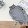 Invierno 2025 Nuevo Suéter Base de Punto Versátil con Botones de Color Sólido de Cuello Alto Suave y Elegante para Niñas Suéter de Ajuste Ceñido