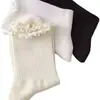 Calcetines jk de oreja de madera blanca para mujer de media pantorrilla otoño e invierno Lolita Atmósfera blanca encaje verano Calcetines de felpa japoneses