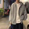 Suéter Masculino Estilo Hong Kong Outono e Inverno Cardigã com Capuz Jaqueta Estudante Fashion Coreana Top Casual Esportivo Solto