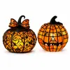 Lanterna de Abóbora com Laço de Resina Enfeite de Halloween Decoração Criativa de Feriado Luz Noturna Presente para Mesa de Casa Modelo Premium