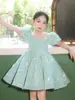 Vestido infantil de hilo abullonado, vestido de princesa, vestido de fiesta de cumpleaños para niñas con lentejuelas, disfraz para pasarela de piano, vestido de manga larga