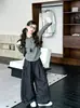 Conjunto Casual de Primavera y Otoño para Niñas 2026 Nuevo de Moda Cardigan para Niña Pequeña y Pantalones de Cuadros de Pierna Ancha Conjunto de Dos Piezas