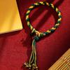 Tangka Pintado a Mano Tara Verde Manjushri Deidad Amarilla de la Riqueza Zaki Lhamo Pulsera para Mujer Nudo de Escama de Dragón Pulsera Tejida a Mano Tangka