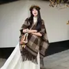 Chal a Cuadros Estilo Maillard para Mujer, Capa Gruesa Estilo Coreano, Capa Versátil de Otoño e Invierno, Bufanda Cálida de Imitación Cachemir