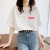 Nova coleção de verão: Camiseta feminina de algodão puro de manga curta, estilo coreano, corte solto, top versátil, gola redonda, perfeita para usar em camadas, moderna e estilosa