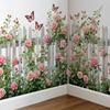 Pegatina de Pared Rosa con Flores Transfronteriza Decoración de Entrada de Sala de Estar Papel Tapiz de PVC Dormitorio Autoadhesiva Decoración del Hogar Pegatina de Pared