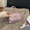 2025 Nova Bolsa de Ombro Pequena Estilo Estrangeiro Simples com Laço Doce Elegante Bolsa Quadrada Pequena para Mulheres