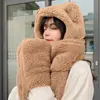 Máscara de Oso, Gorro, Bufanda, Gorro Todo en Uno, Guantes de Invierno para Mujer Adulta, Bufanda para el Cuello, Cortavientos para Ciclismo, Lindo y Cálido Tres en Uno