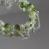 Pulsera de Cristal Mariposa Verde para Mujer Estilo Lujo Ligero Diseño Original Pulsera con Cuentas de Cristal Joyería