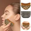 Brocha Facial de Contorno Linfático Estampado de Leopardo Brocha Facial de Contorno Linfático Cepillo Gua Sha para Cuidado de Ojos y Cuello