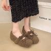 Sapatos Peludos para Aumentar a Altura de Mulheres Baixas 2026 Novo Estilo Outono e Inverno Mary Jane Laço Sapatos de Pelúcia