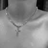 Colar Corrente Garra Estilo Simples Criativo Personalizado Cruz Diamante Completo Colar Curto Clavícula Joias Transfronteiriças Femininas Europeias e Americanas