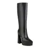 Europa y Estados Unidos nuevas botas de mujer con patrón de escamas de pescado para otoño e invierno, punta fina, caña alta, botas de caballero, mesa de agua, tacón grueso, tallas 40-45, botas de comercio exterior