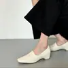 Couro Macio ~ 5CM de Aumento Pequenos Sapatos de Couro Femininos Primavera e Outono Novos Bico Quadrado Versáteis Mocassins Retro Para o Trabalho Slip-on Sapatos Únicos