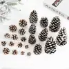 2-18cm Grandes Pinhas Brancas Tingidas Decorações de Árvore de Natal Flores Secas Pinhas de Cedro Pinhas Oleosas Presentes Pinhas Americanas Brancas Tingidas Atacado