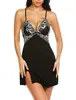 Lingerie sexy sexy feminina europeia e americana atacado em estoque duas cores amarração no busto decote profundo transparente lingerie sexy