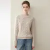 Nuevo Suéter de Punto Cálido Versátil Holgado Simple de Cuello Redondo 100% Cachemira Pura para Mujer Otoño/Invierno