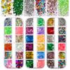 Copos de nieve invierno manicura lentejuelas 12 rejillas Navidad Cubitos de hielo set smoothie esmalte de uñas con glitter pegamento joyería transfronterizo
