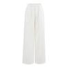 Calça Casual de Linho Microperfurada Feminina 2025 Nova Verão Fina Microperfurada Cordão Cintura Alta Perna Larga Reta Calça Longa