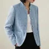 Estilo Old Money/Casaco Feminino de Lã Tweed Estilo Chinês Moda Primavera 2026 Nova Coleção Primavera/Outono