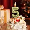 Vela Digital Dourada Personalizada Banho de Ouro Ouro Prata Vela de Bolo Velas de Aniversário Digitais Criativas 0-9 para Crianças