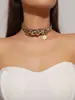 Collar de Encaje Retro Mingka Jewelry para Mujer, Cadena de Clavícula Exagerada Personalizada con Cristal Negro Gargantilla de Encaje