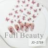 Adesivos de Unha Novos Transfronteiriços de Beleza Completa Rosa Renderização Pintada à Mão Rosa Borboleta Flor Adesivos de Arte de Unha
