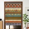 Cortina de Porta de Tecido Retrô Estilo Étnico Padrão Tibetano Indiano para Pousada Cortina Decorativa Cortina Suspensa Cortina Divisória Sem Perfuração