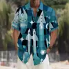 Camisa Hawaiana Estampada con Degradado de Color Primavera y Verano para Hombre Vacaciones Playa Comercio Transfronterizo Fabricante Camisa de Manga Corta de Verano