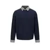 Yidao Vintage Otoño 2026 Nuevo Estilo Académico Retro Japonés Patchwork Solapa Jersey de Punto Trenzado para Hombre