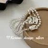 Corea del Sur Dongdaemun Joyería Brillante de Plata Plata de Ley S925 Cuadrado Marca Inglesa Pulsera de Cuentas Redondas Diseño de Nicho Diario Combinable con Todo