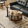 2025 Nueva Mesa de Té Mesa de Té Pequeña para el Hogar Mesa Redonda de Vidrio Changhong Mesa de Café Redonda Retro Francesa Combinación de Madera Maciza