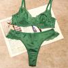 Conjunto de Lencería Sexy Estilo Francés Transfronterizo Europeo y Americano para Mujer, Sujetador de Satén y Encaje, Reductor, Anticaída