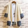 2025 Verão Nova Chegada Estilo Chinês Masculino Solto Cor Sólida Hanfu Cardigan Camisa plus size Casual Algodão e Linho Manga