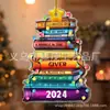 2024 Transfronteiriço Personalizado Nome do Livro Decorações de Natal Pingente Acrílico Impressão Plana Enfeites Pingente