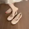 Temporada do Primeiro Encontro~ Sapatos Baixos Versáteis Retrô para Mulheres, Sapatos Baixos de Couro Pequenos com Solado Macio Estilo Ballet Mary Jane para Mulheres