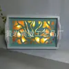 Bandeja de Luz LED Calada con Patrón de Madera Decoración Diaria para el Hogar Mano de Obra Almacenamiento