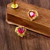 Pendientes de Amor Incrustados de Diamantes de Diseño Lujoso para Mujer Oro de Arena Vietnamita Encaje Simple Joyería para Orejas Transfronteriza Suministro de Venta Directa
