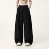 Pantalones de pierna ancha estilo traje, colección de otoño, de cintura alta, pierna recta, tela fluida, pantalones casuales para mujer, estilo japonés y europeo, efecto adelgazante