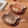 Plato Personalizado Lindo con Forma de Oso Hecho de Madera de Nogal Negro, Plato de Madera de Alta Calidad Estilo Japonés, Bandeja de Frutas de Dibujos Animados, Bandeja Redonda de Almacenamiento