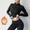 Conjunto de Yoga de Invierno para Mujer Adelgazante con Forro de Terciopelo Cálido Chaqueta de Manga Larga con Cuello Alto Moldeador Corporal Conjunto Deportivo para Fitness