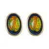 Pendientes Ovalados Geométricos Vintage, Estilo Retro, Pendientes Sencillos y Versátiles, Pendientes de Diseño Nicho para Mujer