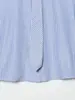 2026 Verano Nueva Ropa Femenina Transfronteriza Moda Estilo Europeo y Americano Casual Camisa de Manga Larga con Corbata a Rayas Azules